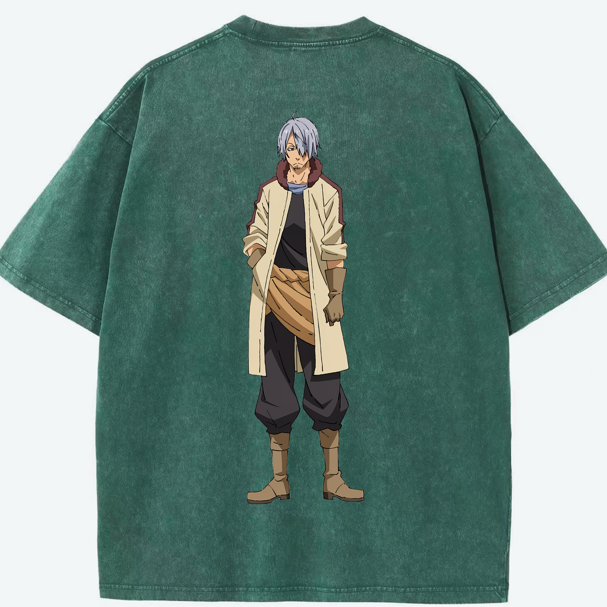（画像用） 転スラ Regarding Reincarnated to Slime 綿100% ヴィンテージ風 半袖Tシャツ（背面プリント）